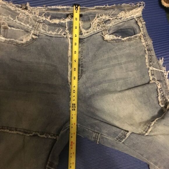 Elite Patchwork Light Wash Unfinished Raw Hem Skinny Jeans 13 - Picture 13 of 16